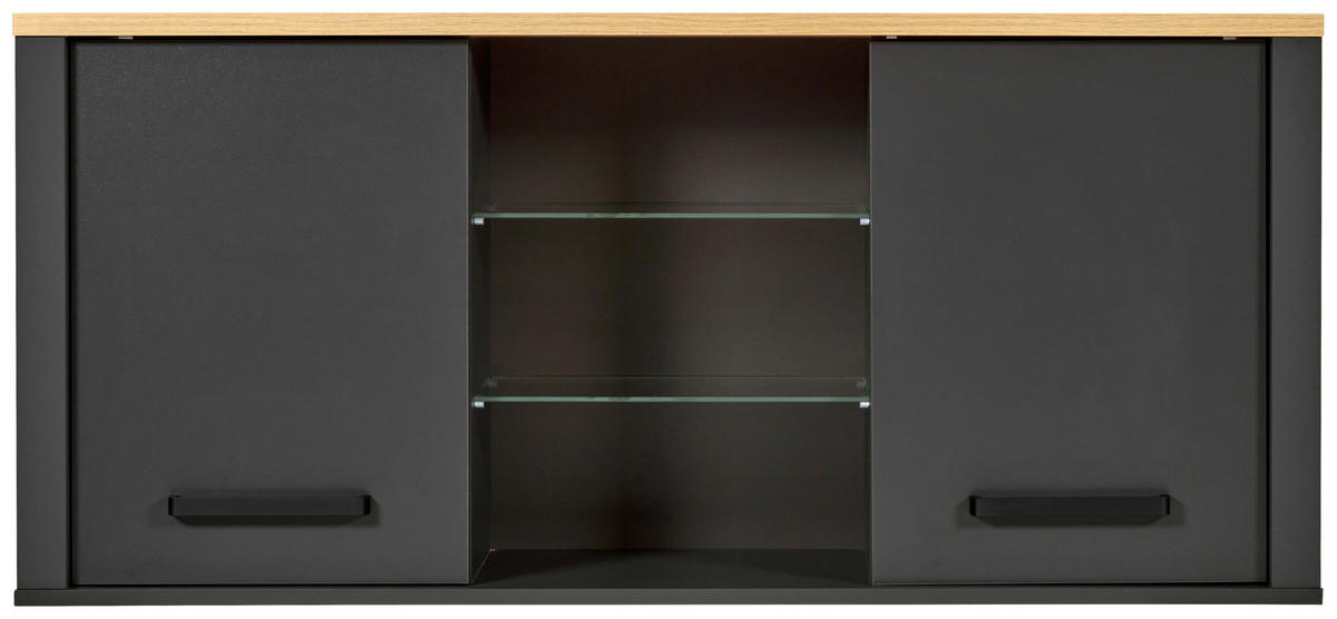 HÄNGESCHRANK 130,3/57,5/33 cm  - Anthrazit/Schwarz, MODERN, Glas/Holzwerkstoff (130,3/57,5/33cm) - home24