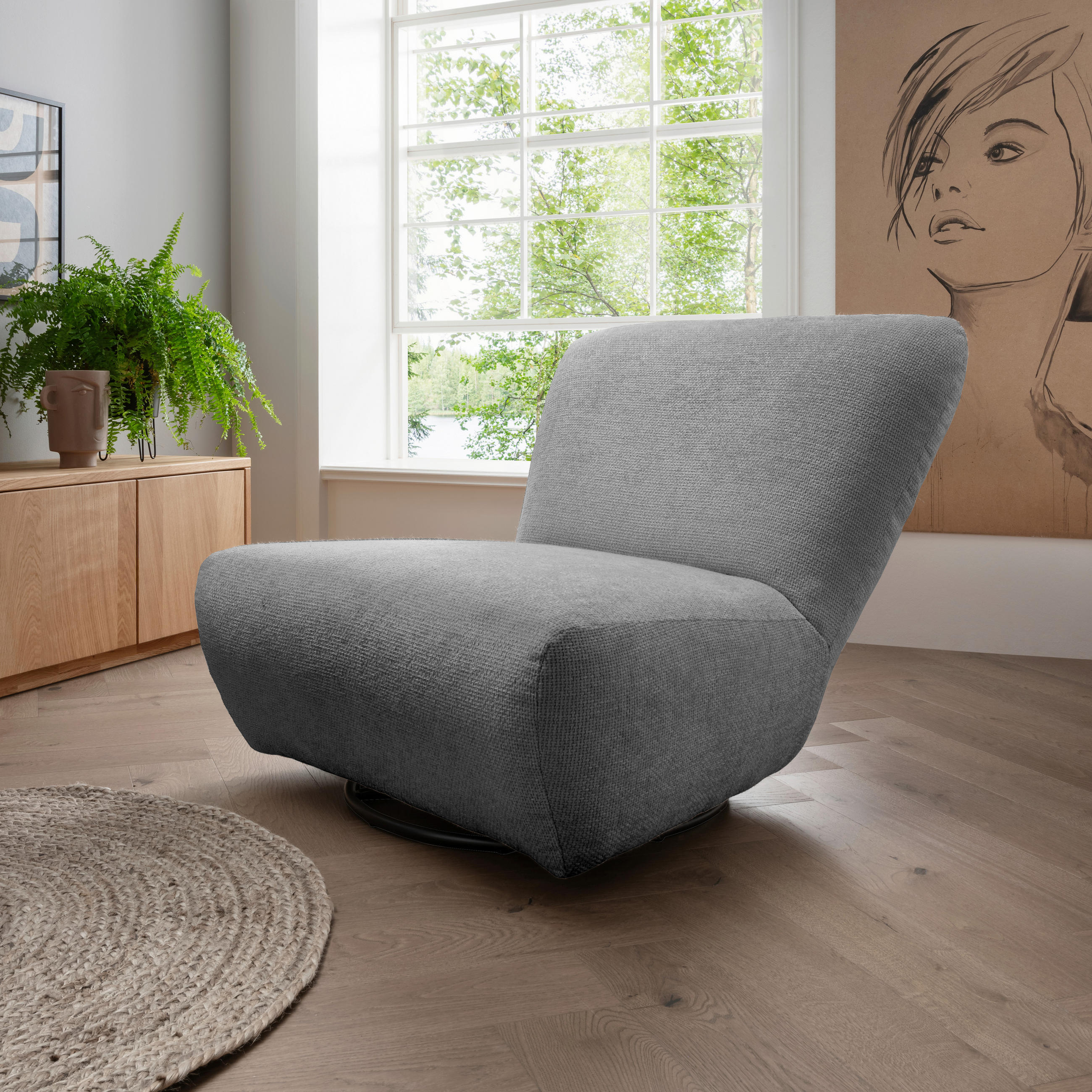 XXL-SESSEL in Mikrofaser Grau  - Schwarz/Grau, Trend, Textil/Metall (95/77/94cm) - Livetastic