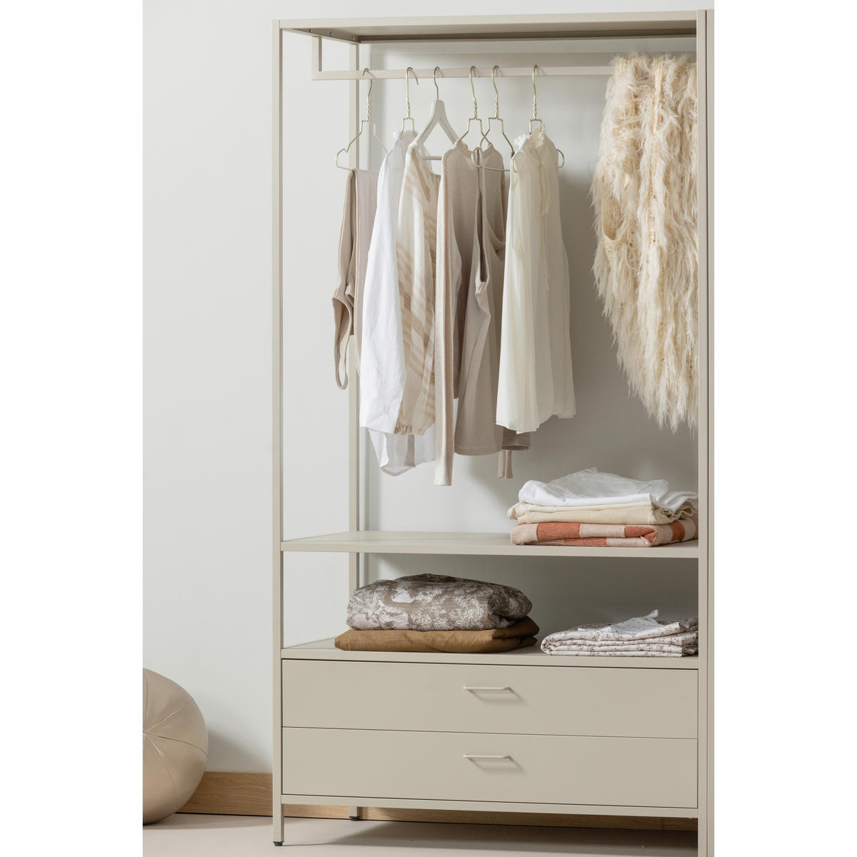OFFENER KLEIDERSCHRANK 100/185/54 cm  in Sandfarben  - Sandfarben, Basics, Metall (100/185/54cm) - MID.YOU