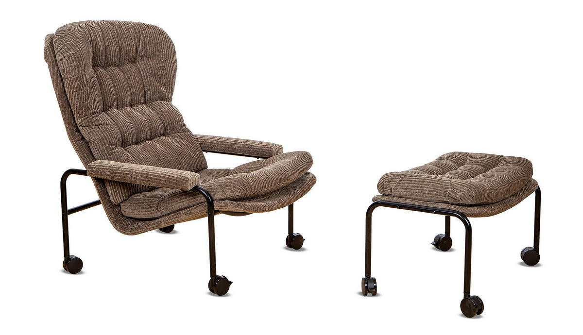 FÅTÖLJ i metall, plast, textil brun, svart  - brun/svart, Design, metall/textil (78/95/99cm) - Best Price