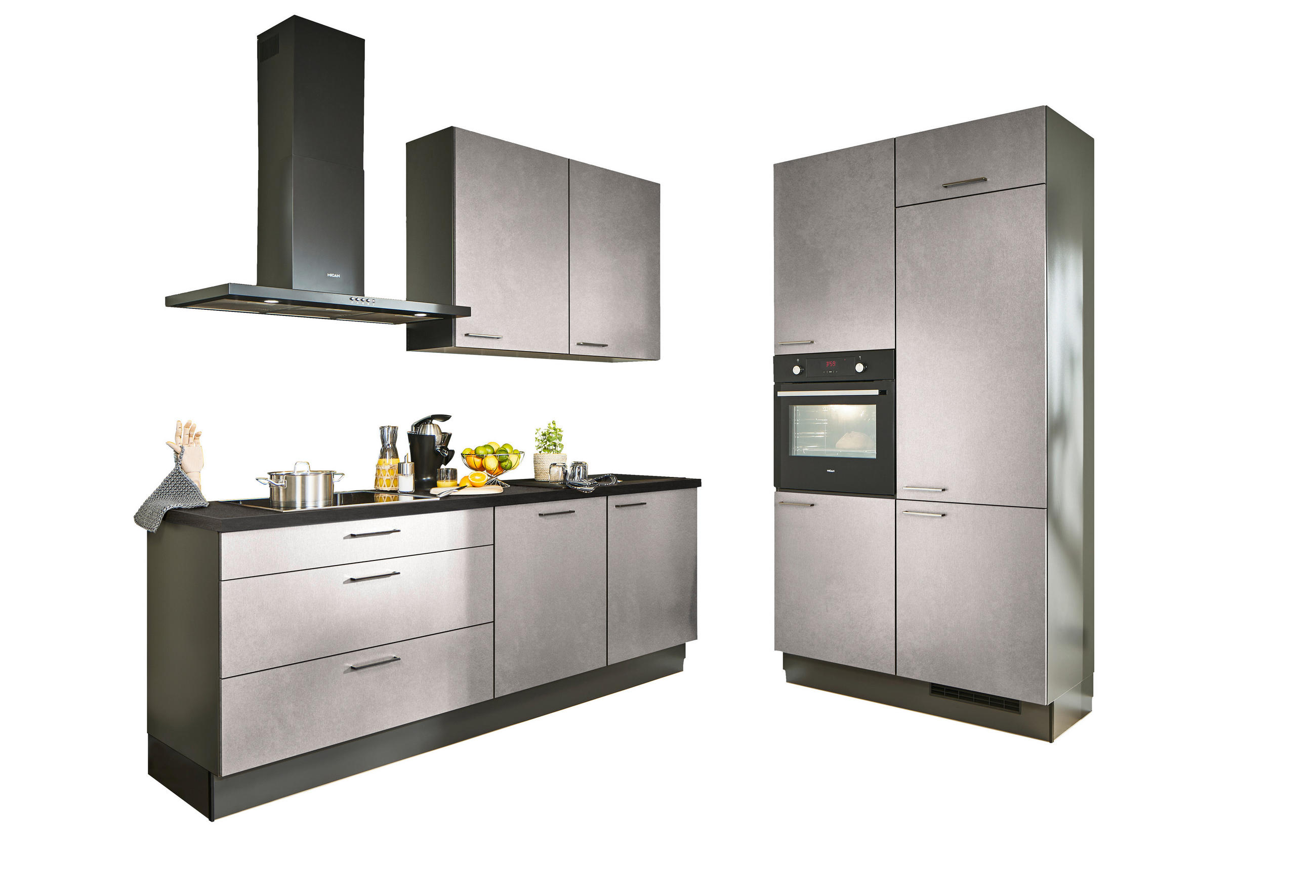 ECKKÜCHE XO 10 220/120 cm  in Graphitfarben, Schwarz, Hellgrau  - Chromfarben/Hellgrau, Design, Holzwerkstoff/Metall (220/120cm) - Xora