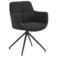 ARMLEHNSTUHL drehbar  in Webstoff  - Anthrazit/Schwarz, Design, Textil/Metall (58/81/62cm) - Valdera