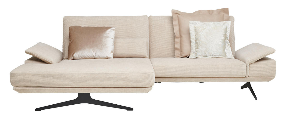 ECKSOFA in Flachgewebe Beige  - Beige/Schwarz, Design, Textil/Metall (269/155cm) - Koinor