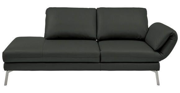 RÉCAMIERE  in Echtleder Dunkelgrau  - Chromfarben/Dunkelgrau, Design, Leder/Metall (209/85-109/95-16cm) - Dieter Knoll