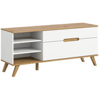 NÍZKA KOMODA, biela, farba duba, 140/60/40 cm - biela/farba duba, Design, kompozitné drevo (140/60/40cm) - MID.YOU