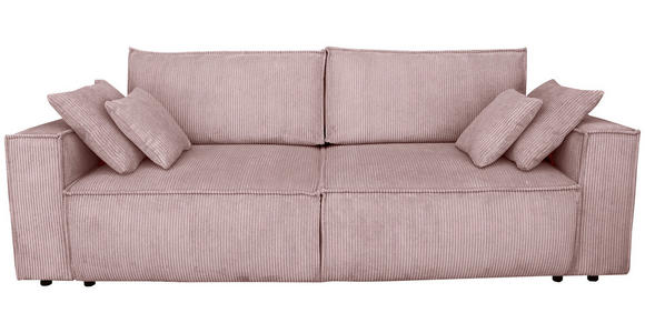 SCHLAFSOFA mit Liegefunktion, Schlafen auf Sitzhöhe, Rücken echt Cord Altrosa - Schwarz/Altrosa, KONVENTIONELL, Kunststoff/Textil (240/89/100cm) - Carryhome