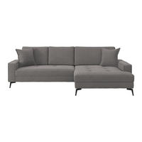 ECKSOFA ZERO Anthrazit Cord Zierkissen, Rückenkissen  - Anthrazit/Schwarz, Trend, Textil/Metall (286/173cm) - Livetastic