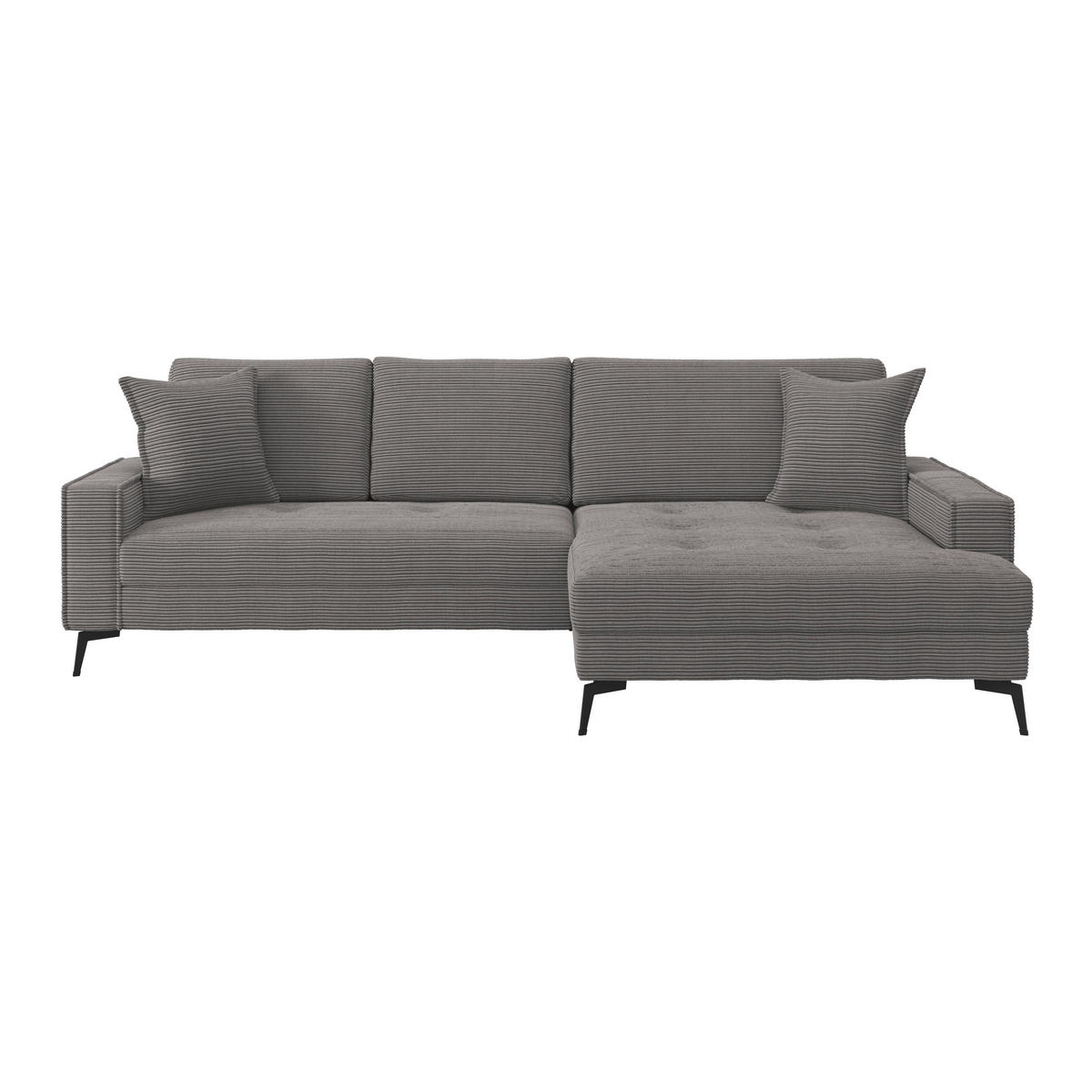 ECKSOFA ZERO Anthrazit Cord Zierkissen, Rückenkissen  - Anthrazit/Schwarz, Trend, Textil/Metall (286/173cm) - Livetastic