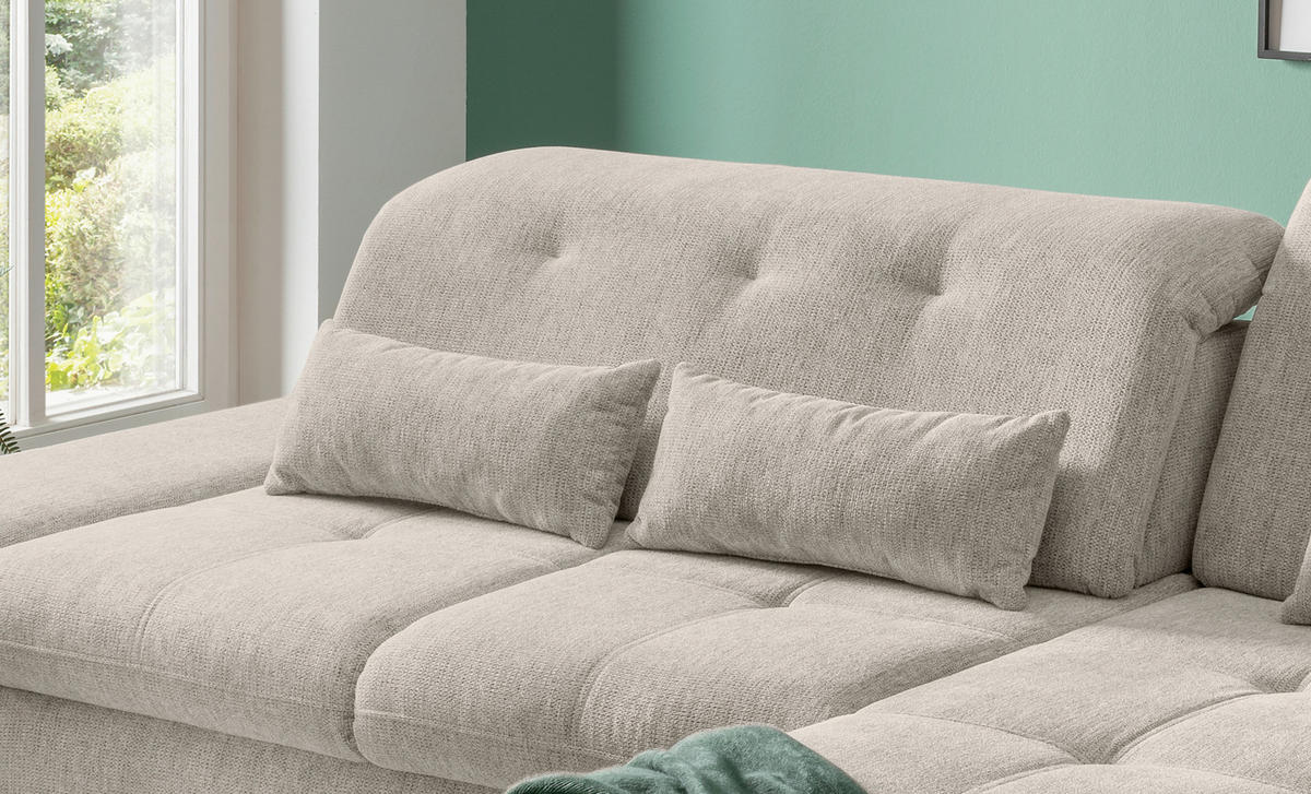 ECKSOFA in Chenille Beige  - Chromfarben/Beige, Design, Textil/Metall (300/196cm) - Livetastic