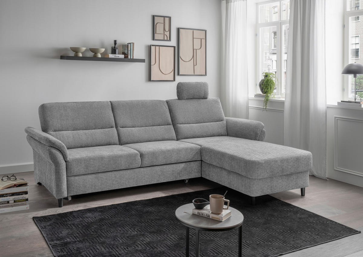 ECKSOFA in Mikrofaser Grau  - Schwarz/Grau, Modern, Holz/Textil (279/176cm) - Livetastic