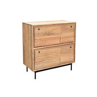 SCHUHSCHRANK Mangoholz massiv Naturfarben, Schwarz  - Schwarz/Naturfarben, Design, Holz/Metall (85/90/40cm) - MID.YOU