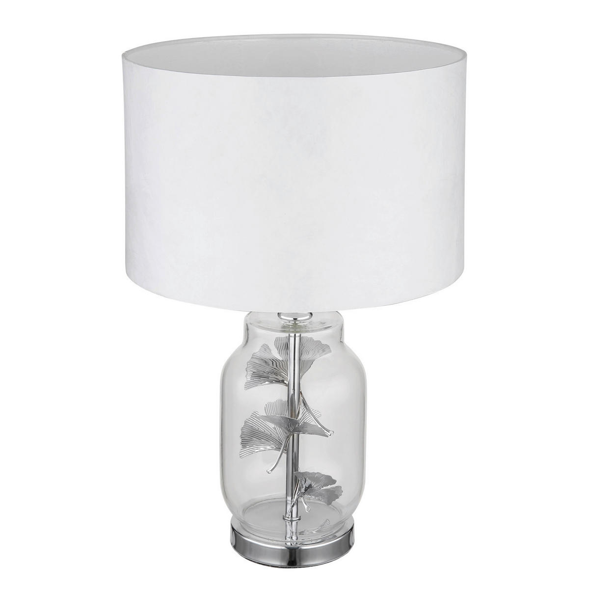 STOLNÁ LAMPA, E27, 25/38 cm  - priehľadné/biela, Konventionell, kov/textil (25/38cm) - Globo