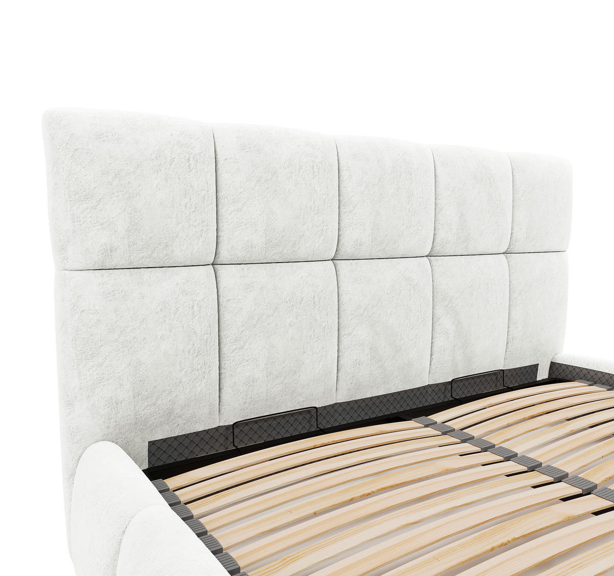 Polsterbett Cherry Microfaser 160/200 cm,  in Weiß, Lattenrost, Bettkasten,  - Schwarz/Weiß, MODERN, Holz/Holzwerkstoff (160/200cm) - MID.YOU