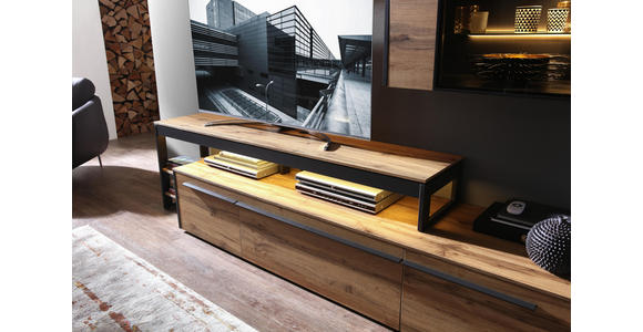 WOHNWAND in Grau, Eichefarben - Eichefarben/Grau, MODERN, Holzwerkstoff/Metall (319/178/50cm) - Hom`in