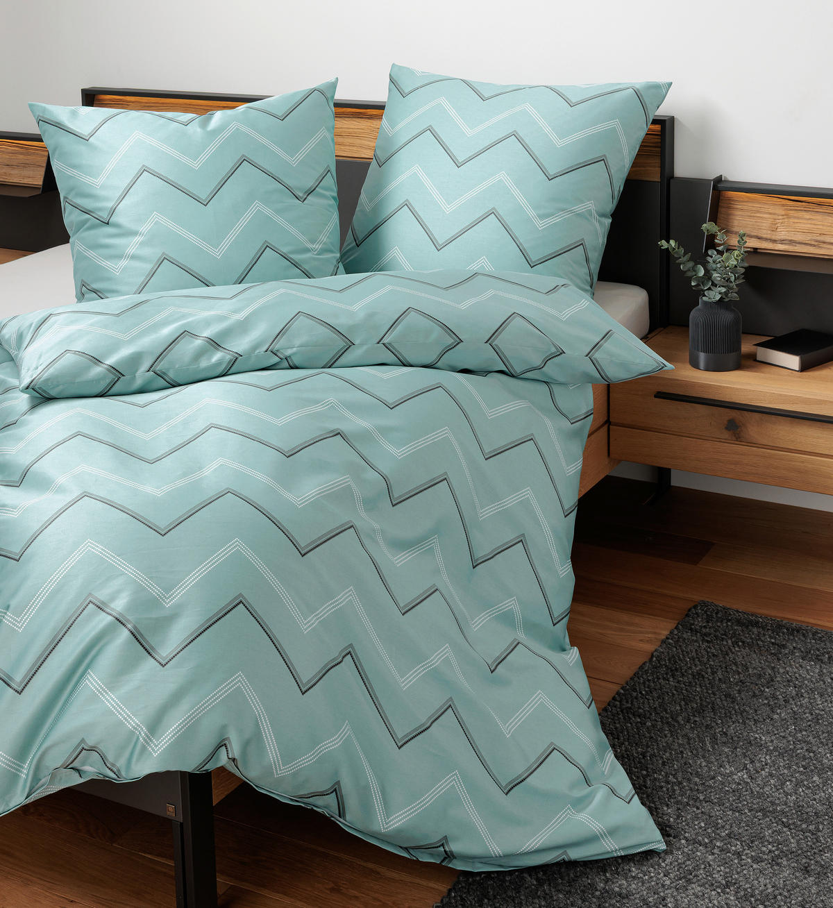 BETTWÄSCHE Makosatin 200/220 cm  - Salbeigrün, Design, Textil (200/220cm) - Janine