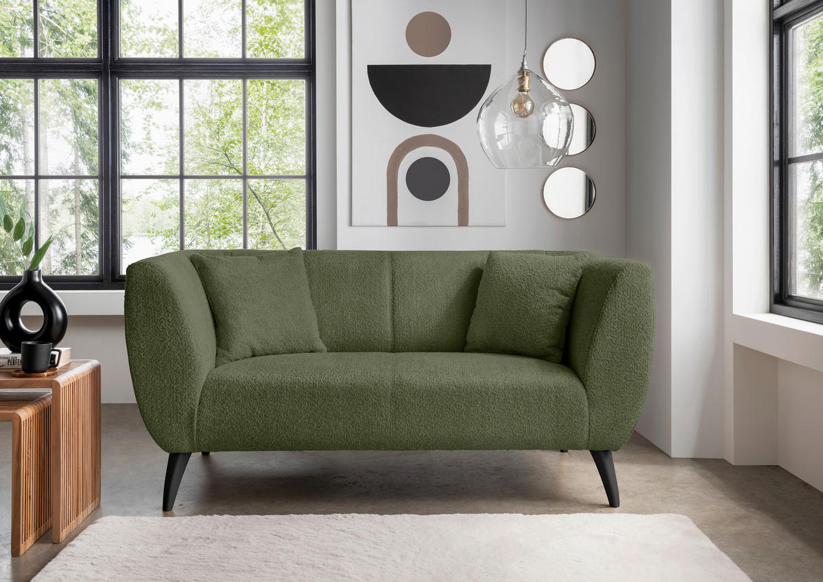 2-SITZER-SOFA Bouclé Grün  - Schwarz/Grün, MODERN, Holz/Textil (172/83/88cm) - MID.YOU