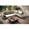 ECKSOFA Creme Echtleder  - Creme/Schwarz, Design, Leder/Metall (306/237cm) - Livetastic