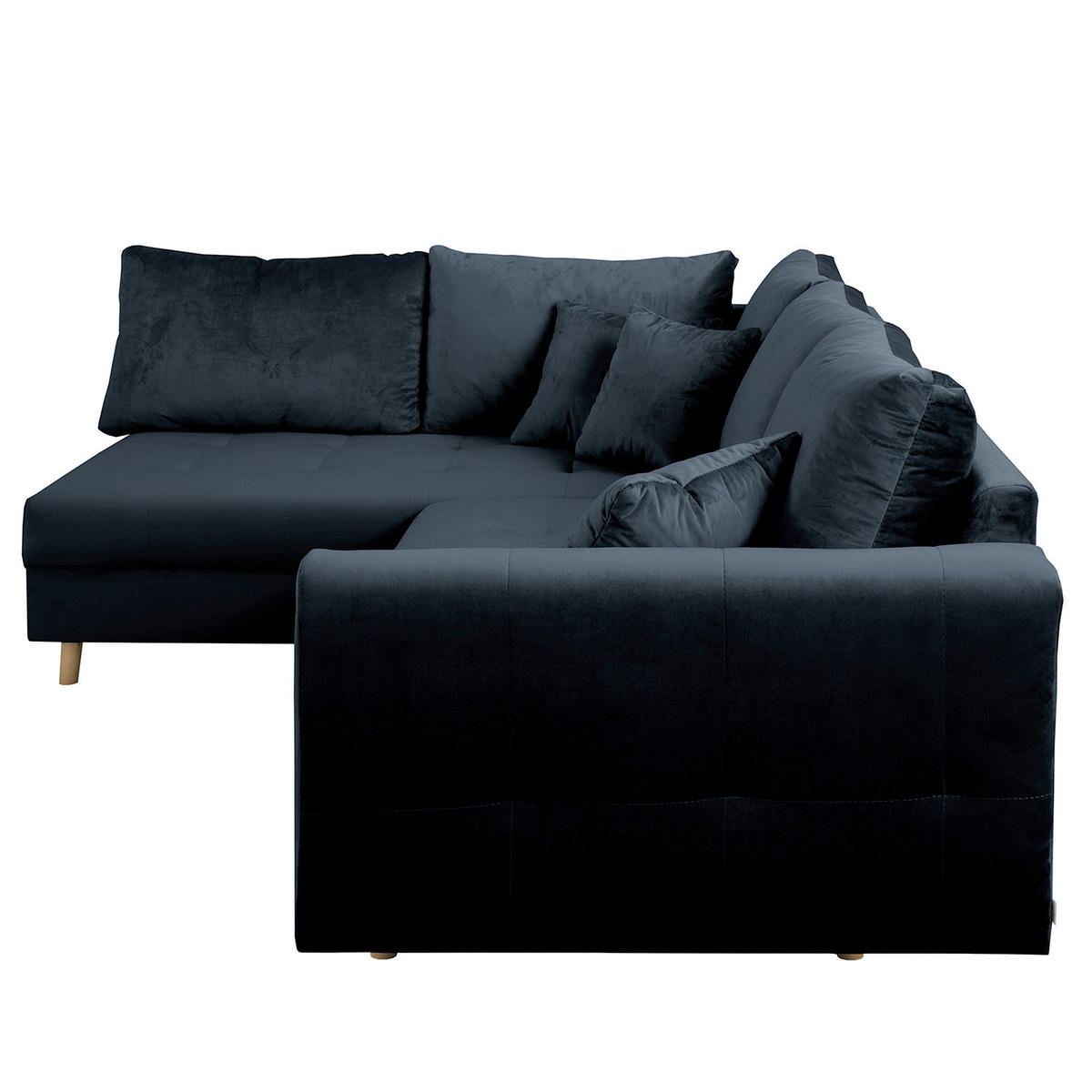 ECKSOFA Ariella in Samt Dunkelblau  161/231 cm  - Naturfarben/Dunkelblau, Design, Holz/Textil (161/231cm) - Livetastic