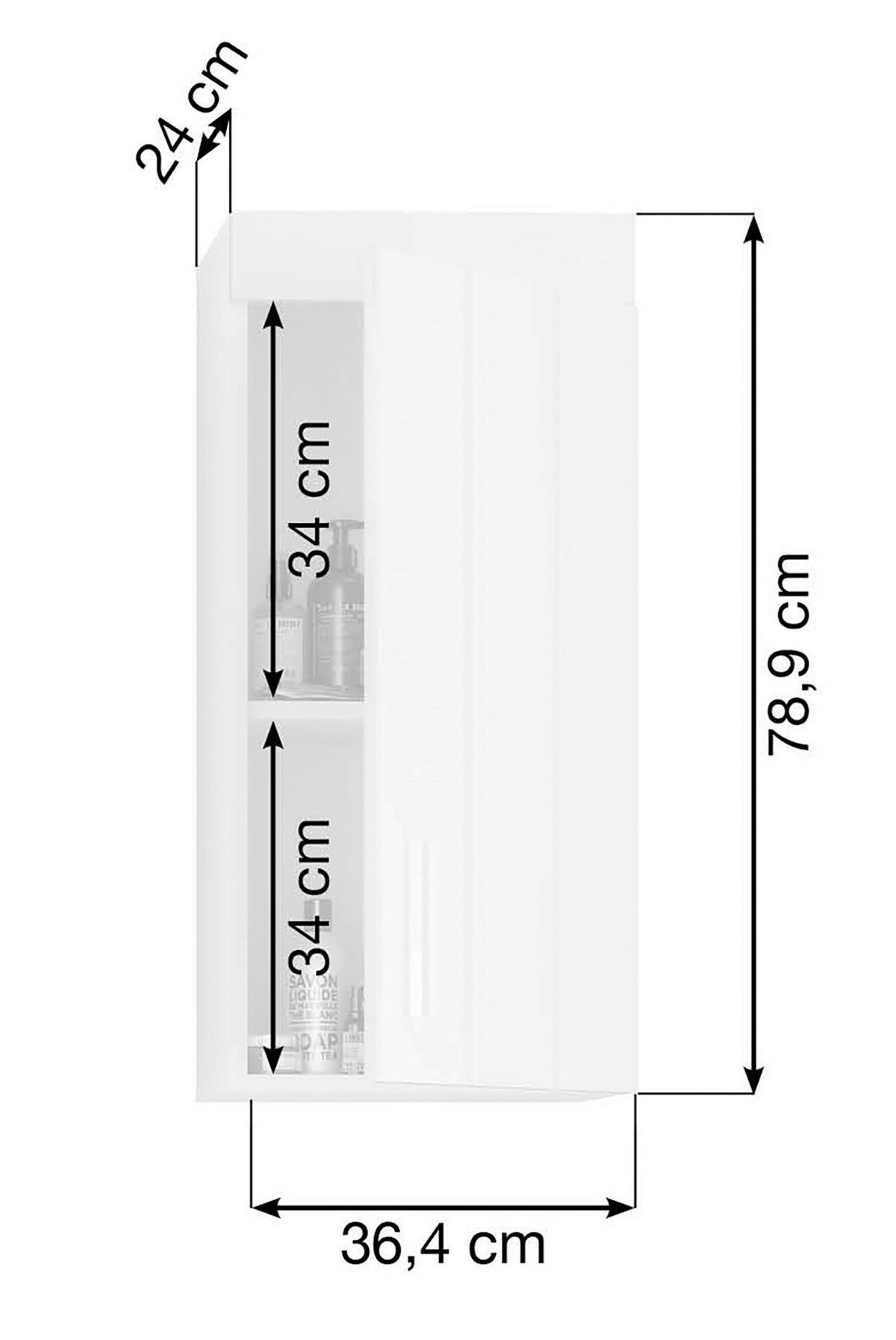 HÄNGESCHRANK 36/79/24 cm  - Weiß Hochglanz, MODERN, Holzwerkstoff/Kunststoff (36/79/24cm) - MID.YOU