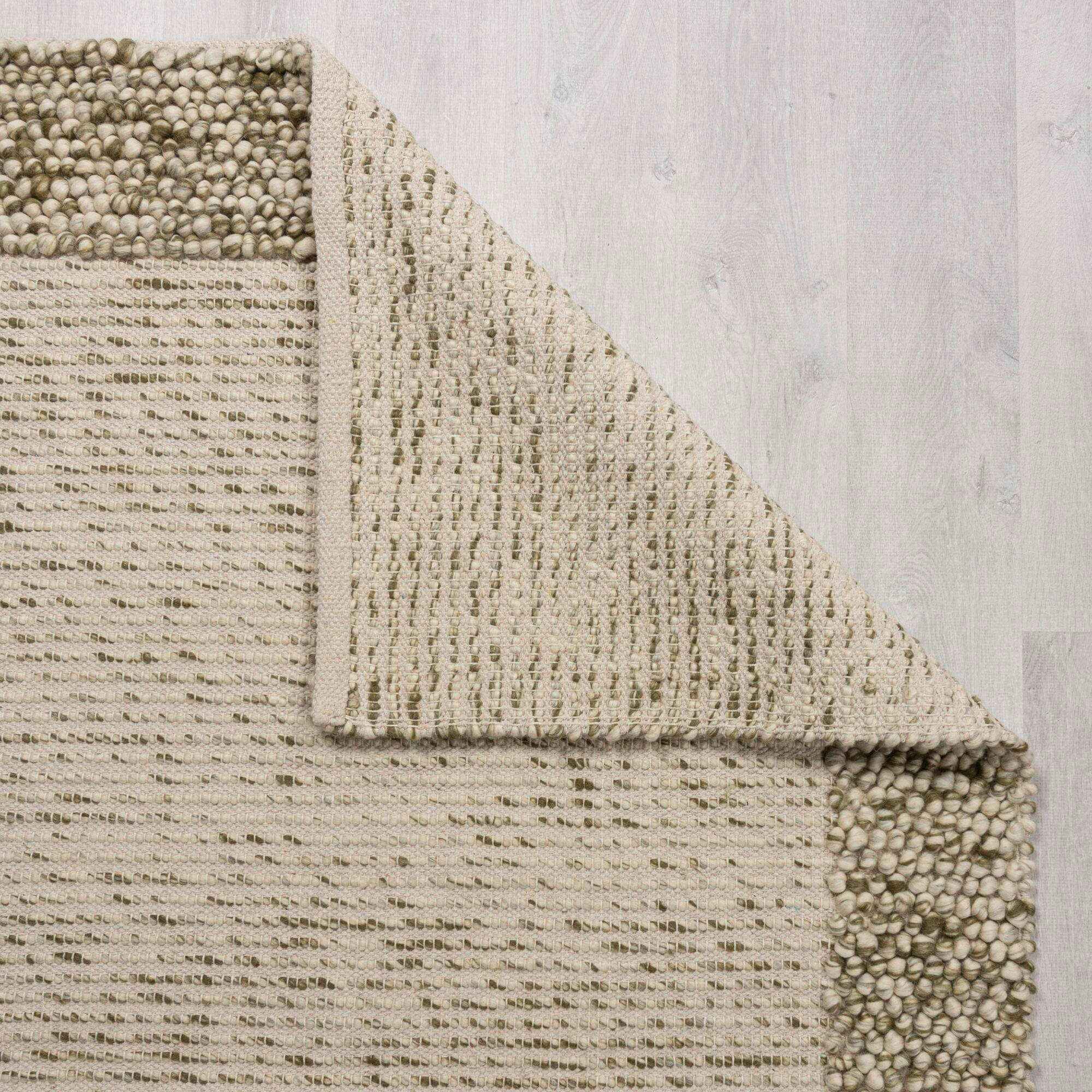 HANDWEBTEPPICH 80/150 cm BOBBLE WOOL BORDER Grün  - Grün, Trend, Textil (80/150cm) - Xora