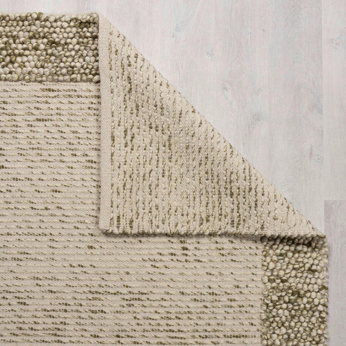 HANDWEBTEPPICH 120/170 cm BOBBLE WOOL BORDER Grün  - Grün, Trend, Textil (120/170cm) - Xora