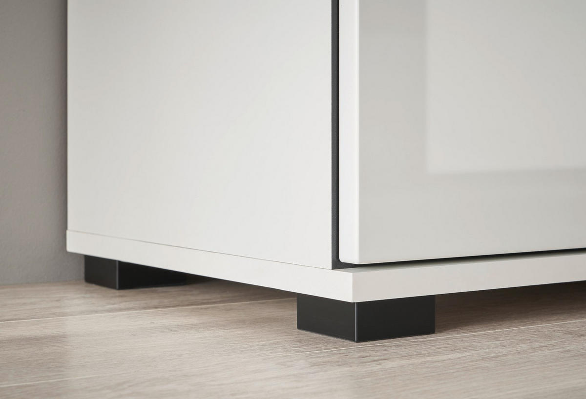 SIDEBOARD  200/86/42 cm 4 Schublade(n)  - Weiß Hochglanz/Schwarz, Design, Glas/Holzwerkstoff (200/86/42cm) - Livetastic