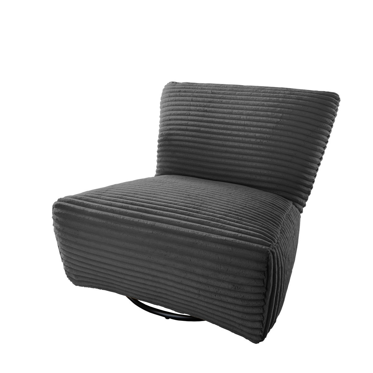 XXL-SESSEL Cord Anthrazit    - Anthrazit/Schwarz, Trend, Textil/Metall (95/77/94cm) - Livetastic