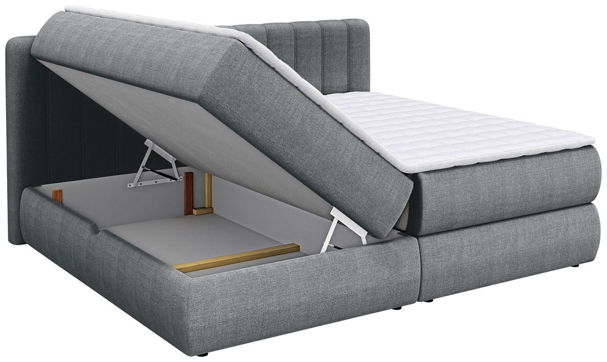 BOXSPRINGBETT 200/200 cm  in Anthrazit  - Anthrazit/Schwarz, Design, Kunststoff/Textil (200/200cm) - Chameo
