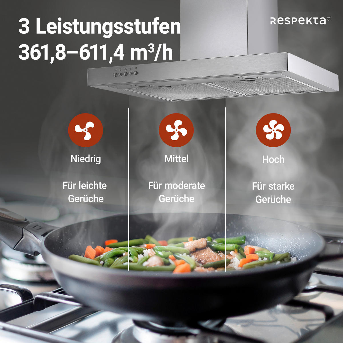 DUNSTABZUGSHAUBE CH22098IXB  - Edelstahlfarben, Trend, Glas/Metall (60/48-86/50cm) - Respekta