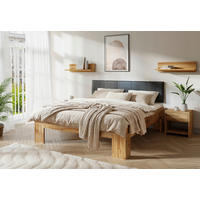 BETT 140/200 cm  in Schwarz, Eichefarben  - Eichefarben/Schwarz, MODERN, Holz/Textil (140/200cm) - MID.YOU
