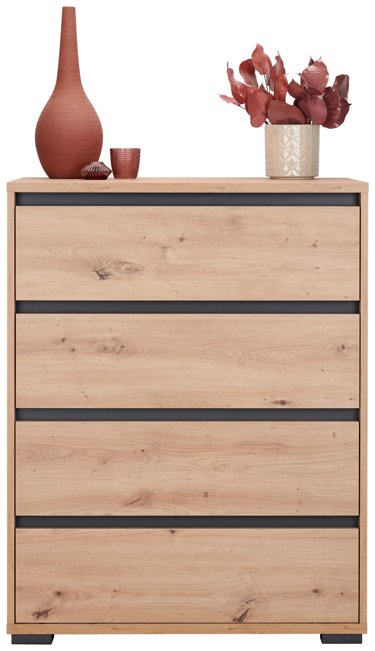 KOMÓD 80/103/48 cm  - tölgyfa/antracit, Design, műanyag/faalapú anyag (80/103/48cm) - Carryhome