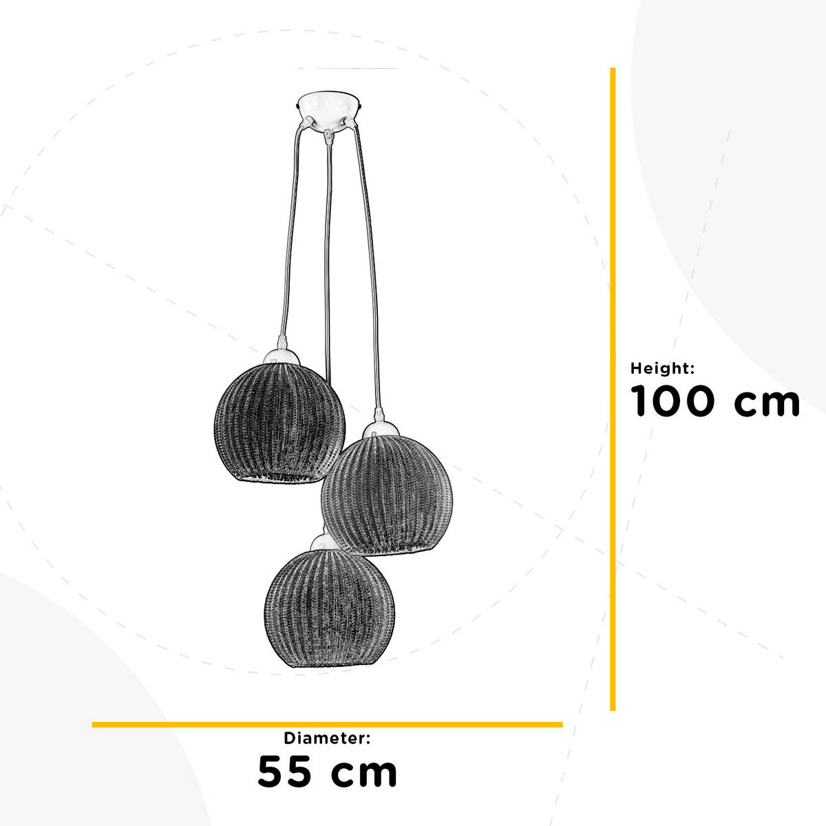 ZÁVESNÉ SVIETIDLO, 55/55/100 cm  - tmavooranžová/biela s vysokým leskom, Lifestyle, textil (55/55/100cm)