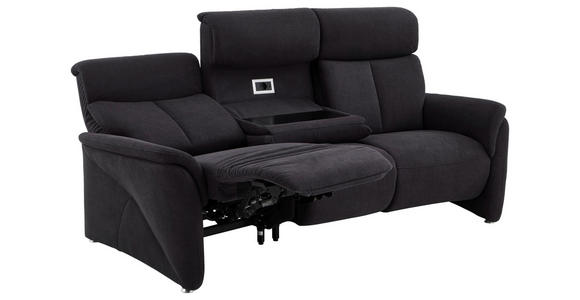 TRAPEZSOFA in Textil Dunkelgrau - Dunkelgrau/Alufarben, KONVENTIONELL, Textil (217/108/106cm) - Cantus