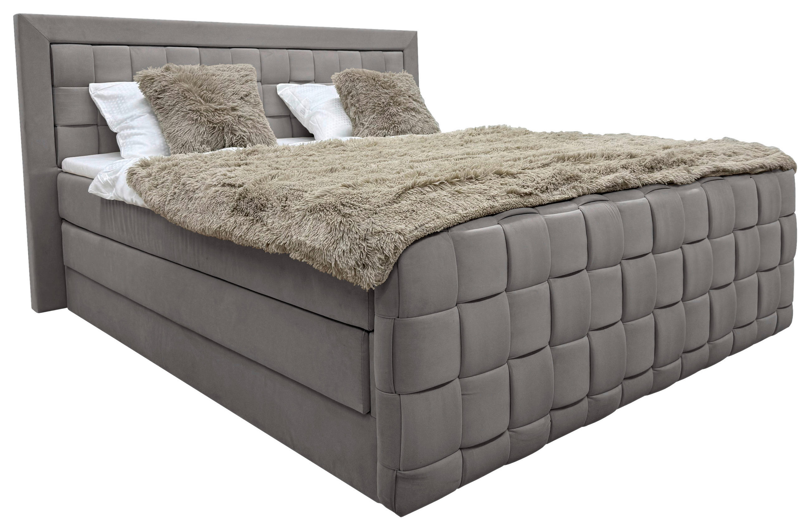 BOXSPRINGBETT 180/200 cm  in Graphitfarben  - Graphitfarben, MODERN, Textil (180/200cm) - Livetastic