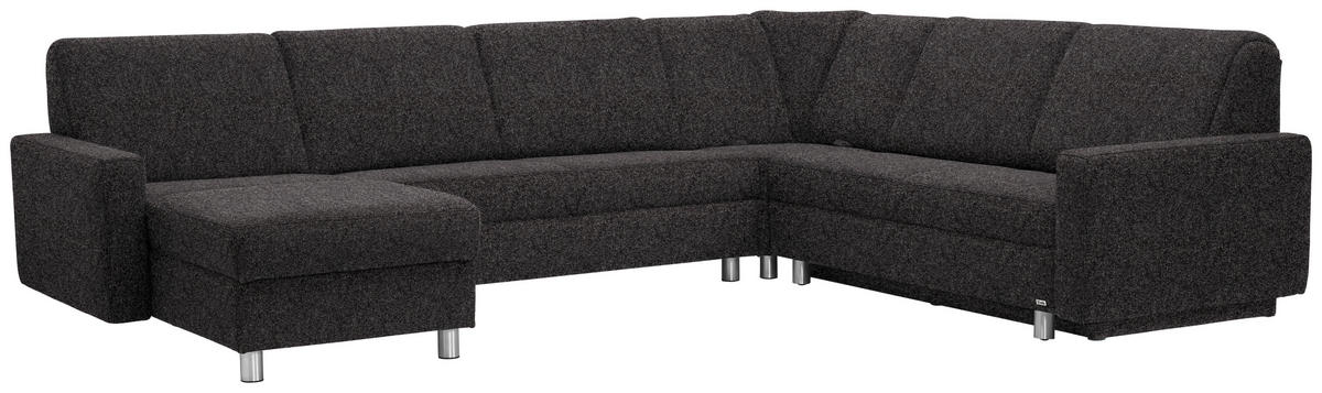 WOHNLANDSCHAFT in Chenille Dunkelbraun  - Dunkelbraun/Alufarben, KONVENTIONELL, Kunststoff/Textil (158/322/236cm) - Sedda