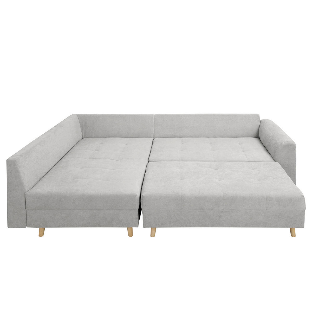ECKSOFA inkl. Hocker Ariella in Mikrofaser Hellgrau  161/231 cm  - Hellgrau/Naturfarben, Design, Holz/Textil (161/231cm) - Livetastic