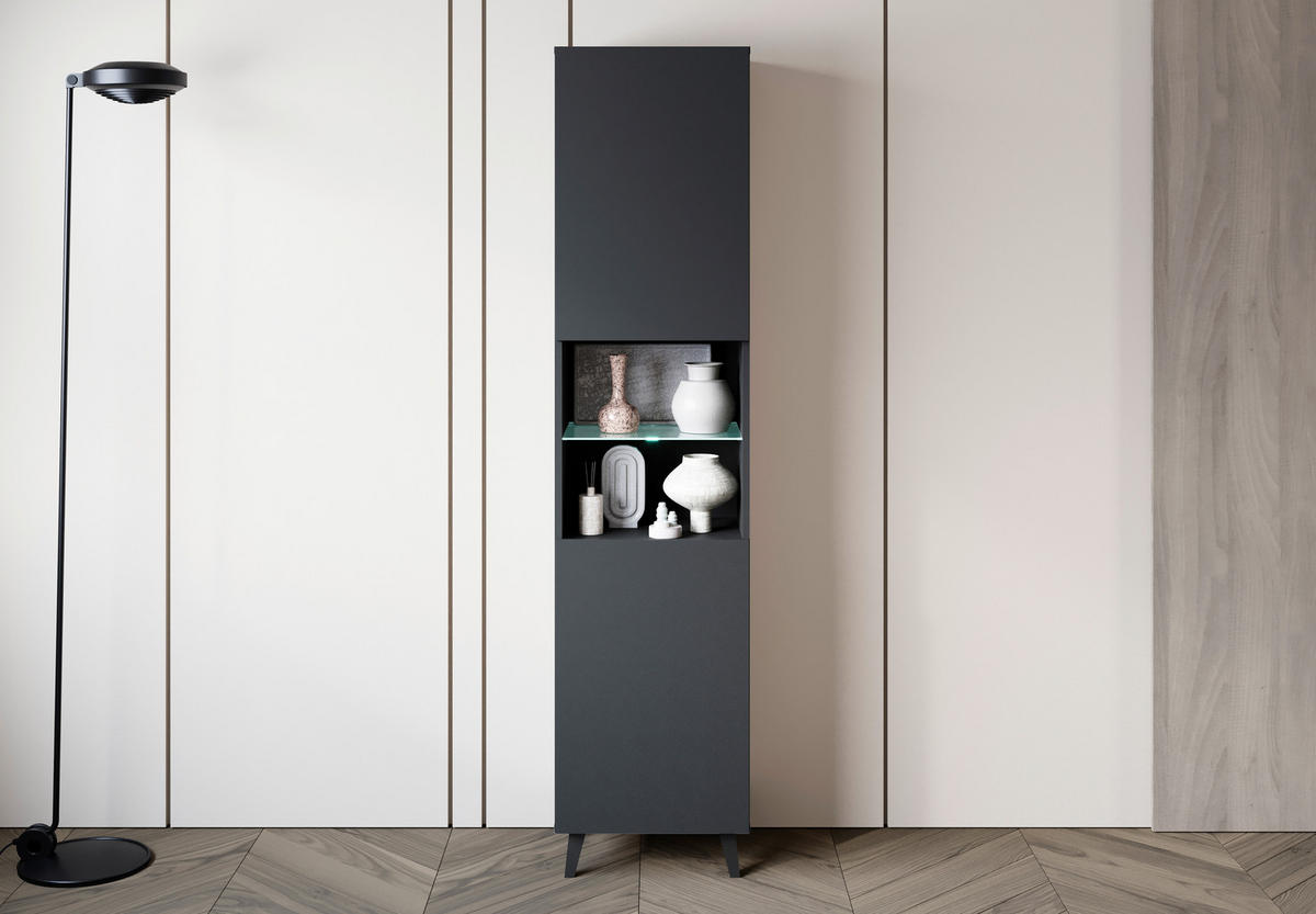 VITRINE  in Schwarz  - Schwarz, Design, Glas/Holzwerkstoff (40/170/31,5cm) - P & B