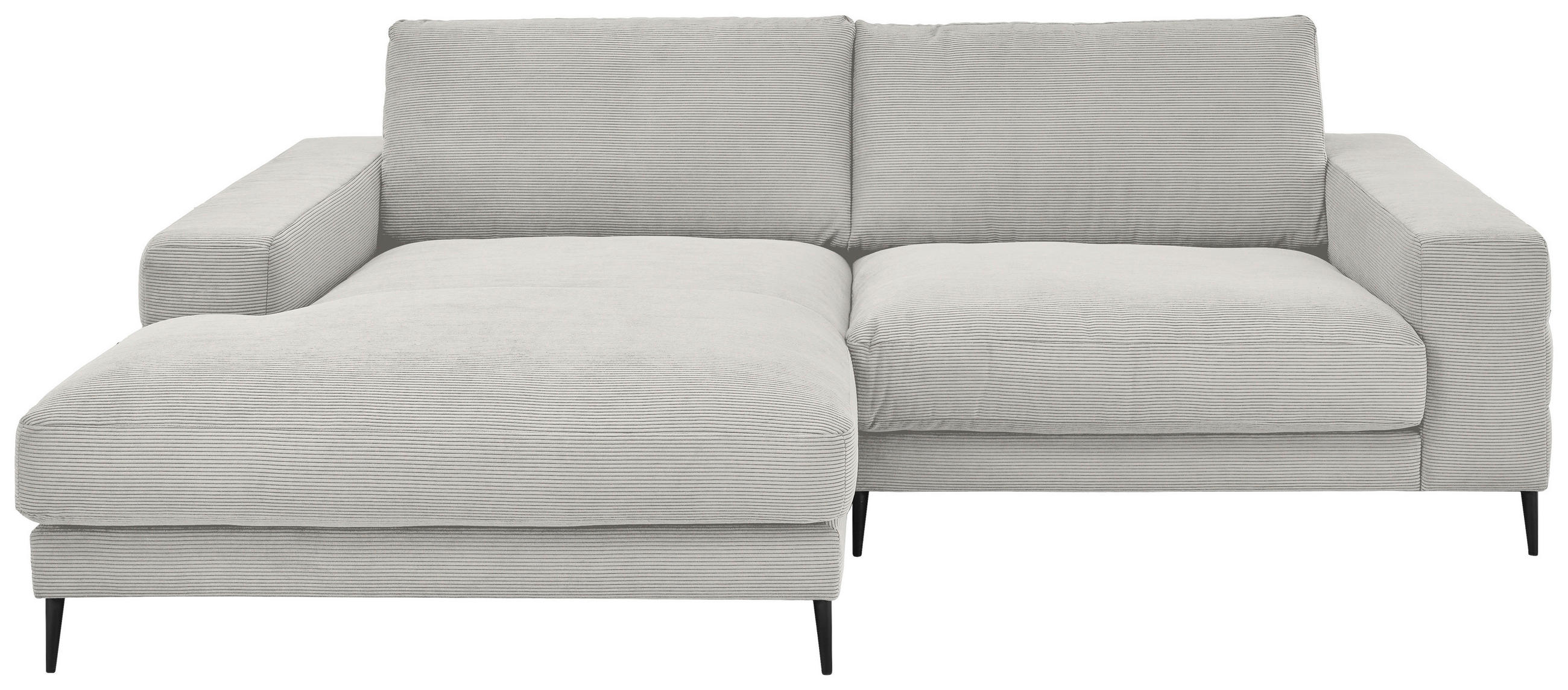 ECKSOFA Weiß Feincord Rücken echt  - Schwarz/Weiß, Design, Textil/Metall (177/253cm) - Dieter Knoll