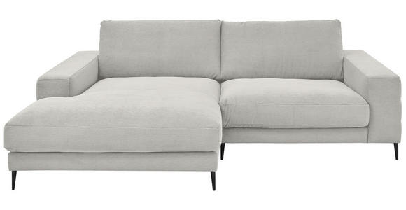 ECKSOFA Weiß Feincord Rücken echt  - Schwarz/Weiß, Design, Textil/Metall (177/253cm) - Dieter Knoll