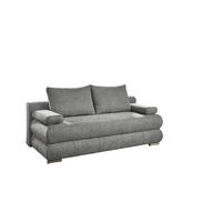 SCHLAFSOFA Webstoff Silberfarben  inkl. Rückenkissen, Armlehnenkissen, Bettkasten, Schlaffunktion, Rücken echt, Liegefläche im Originalstoff  - Edelstahlfarben/Silberfarben, KONVENTIONELL, Textil/Metall (199/95/97cm) - Carryhome