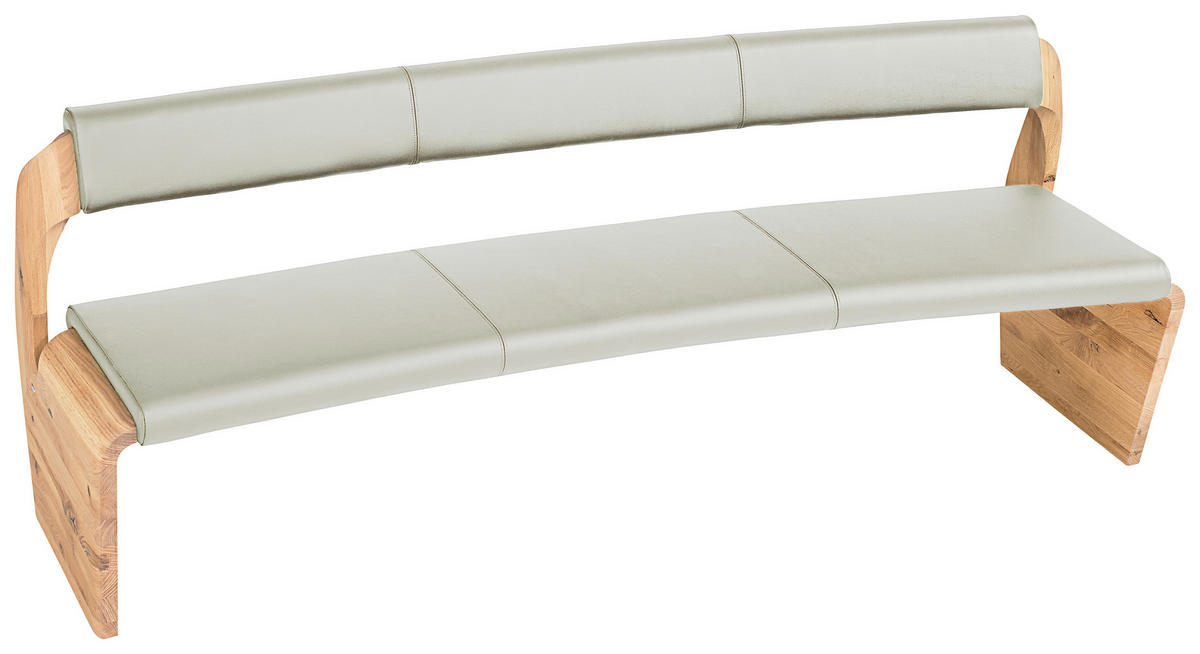 SITZBANK 207/84/70 cm  in Weiß, Eichefarben  - Eichefarben/Weiß, Natur, Leder/Holz (207/84/70cm) - Voglauer