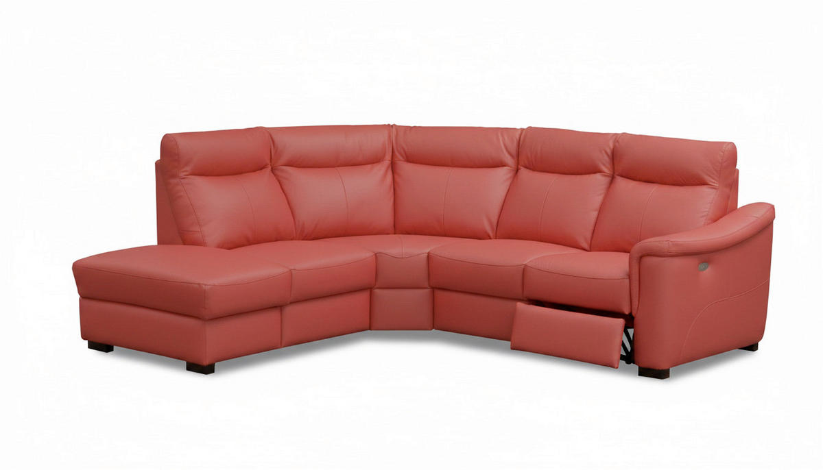 ECKSOFA Lederlook Echtleder Rot  - Wengefarben/Rot, Design, Leder/Holz (229/260cm) - Livetastic