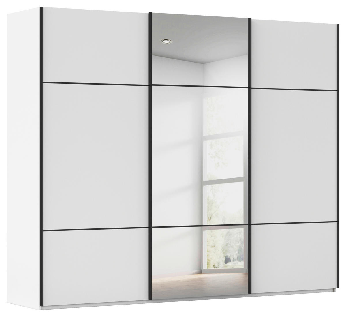 SCHWEBETÜRENSCHRANK 301/223/68 cm 3-türig Weiß  - Schwarz/Weiß, KONVENTIONELL, Glas/Holzwerkstoff (301/223/68cm) - Novel