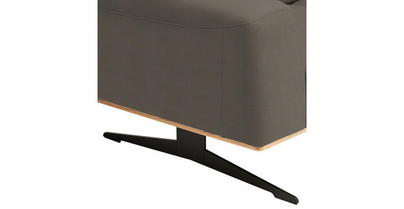 2-SITZER-SOFA in Leder Graubraun  - Graubraun/Schwarz, Design, Leder/Holz (174/76-97/102cm) - Novel