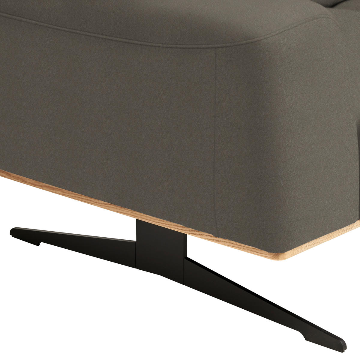 2-SITZER-SOFA in Echtleder Graubraun  - Graubraun/Schwarz, Design, Leder/Holz (174/76-97/102cm) - Novel