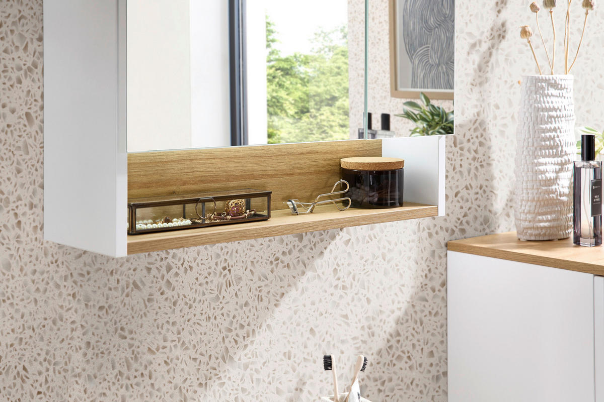 SPIEGELSCHRANK 60/71,6/21,4 cm  - Weiß, KONVENTIONELL, Glas/Holzwerkstoff (60/71,6/21,4cm) - Xora