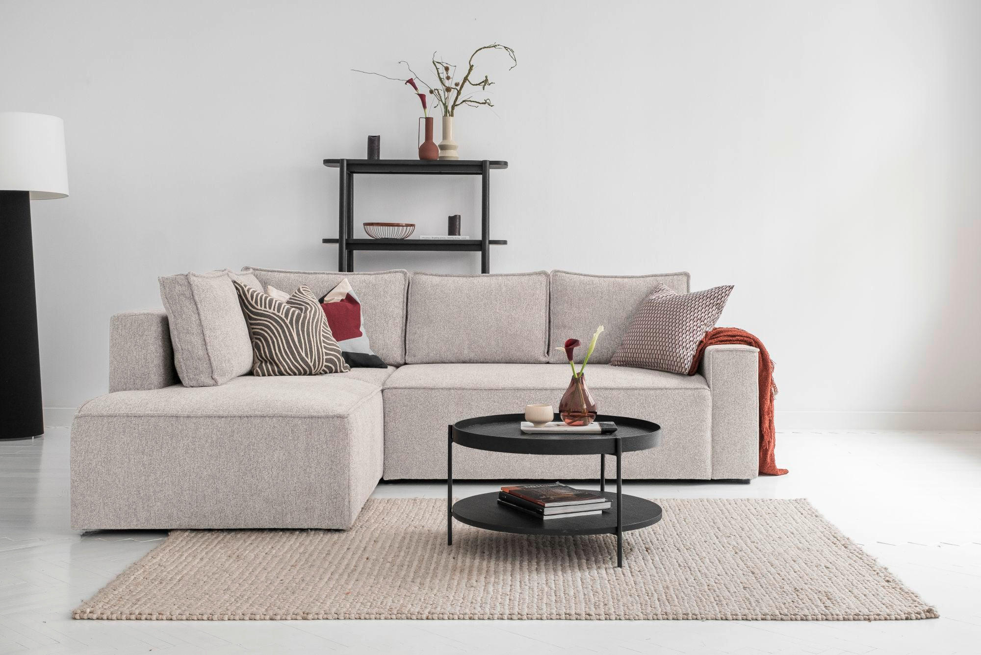 HÖRNSOFFA i beige  - vit/beige, Design, textil/plast (194/246cm) - MID.YOU