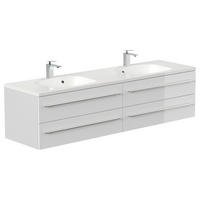 WASCHTISCHKOMBI 180 cm  - Weiß Hochglanz/Weiß, Basics, Holzwerkstoff/Stein (180cm) - MID.YOU