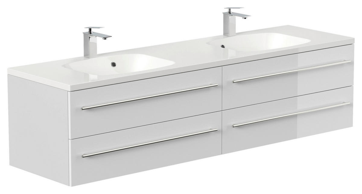 WASCHTISCHKOMBI 180 cm  - Weiß Hochglanz/Weiß, Basics, Holzwerkstoff/Stein (180cm) - MID.YOU