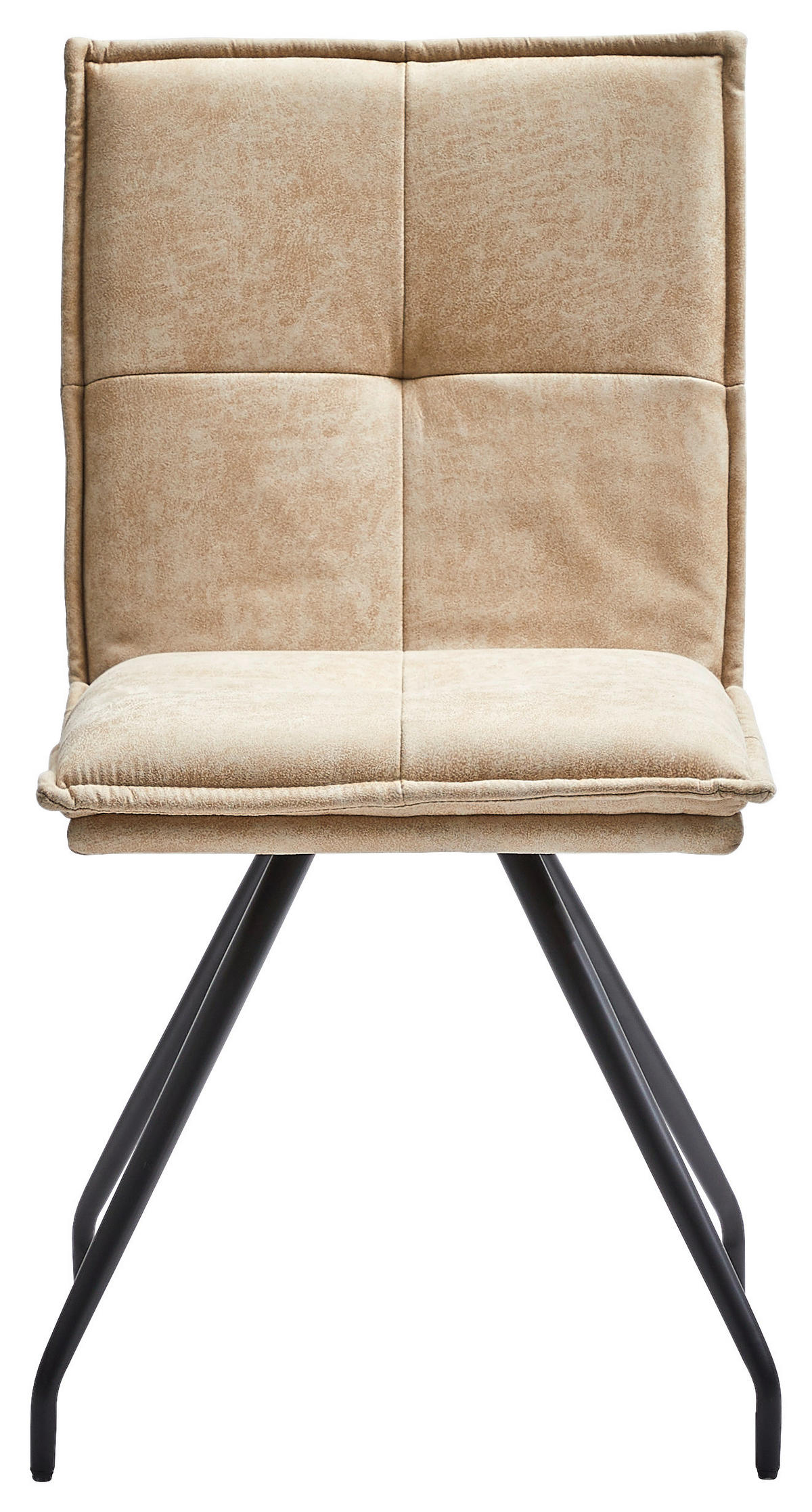 STUHL Mikrofaser Schwarz, Beige  - Beige/Schwarz, MODERN, Textil/Metall (49/89/62cm) - MID.YOU